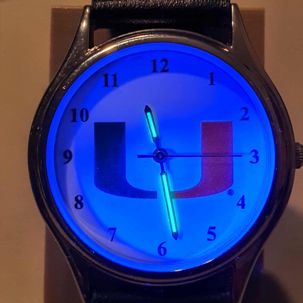 Miami Hurricanes Silver/White Leather Women's Watch